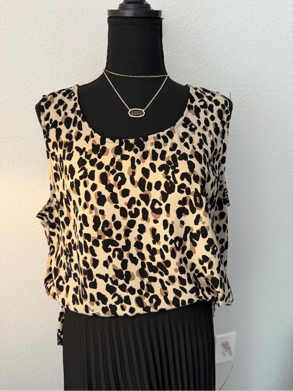 Halogen Beige and Black Leopard Print Sleeveless Camisole